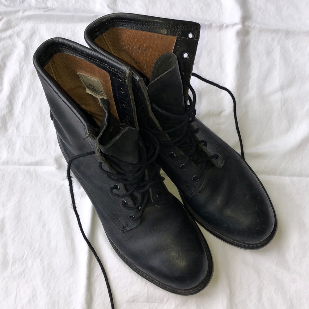 Authentic Black Leather Combat Boots